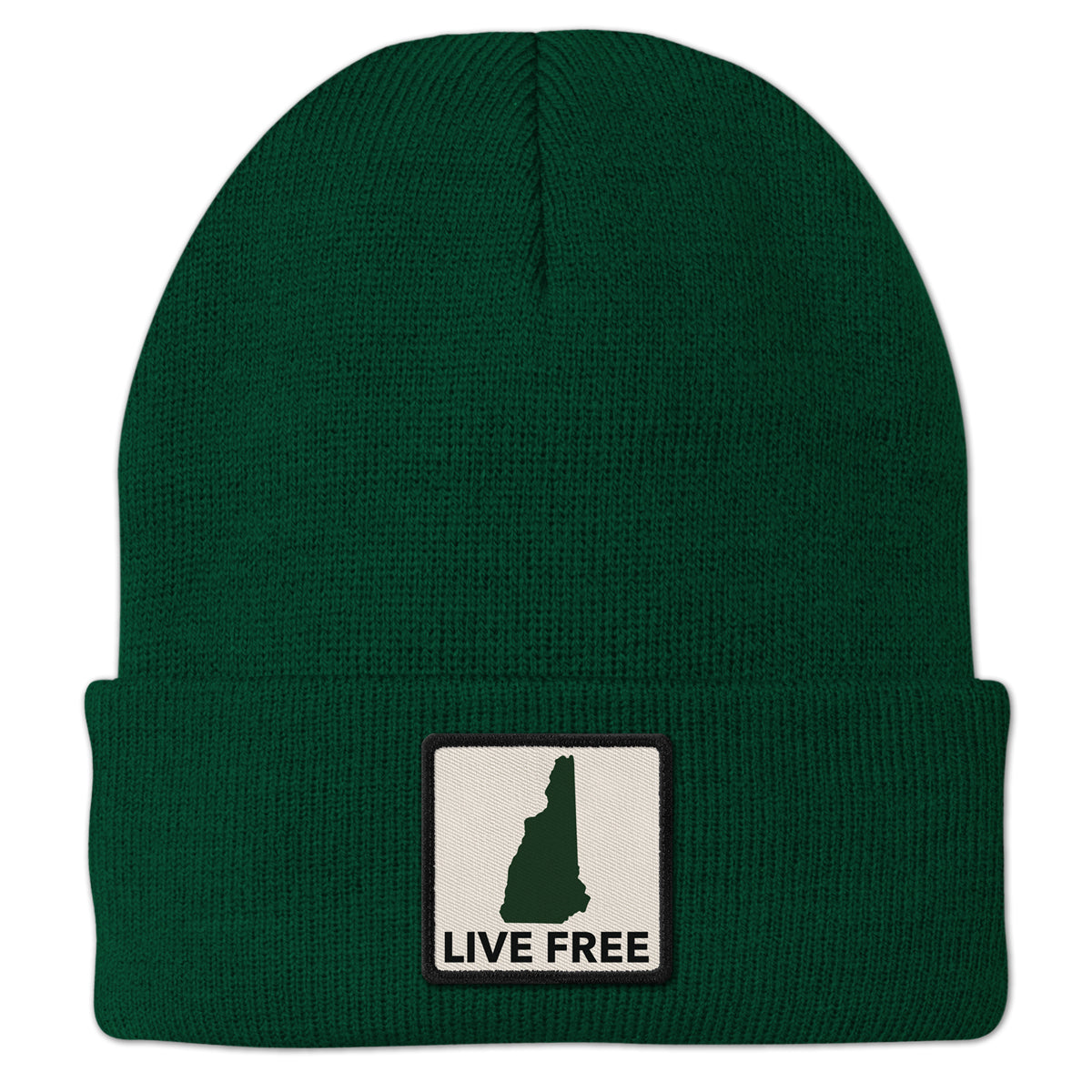 Live Free New Hampshire Printed Patch Cuff Knit - Chowdaheadz