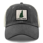 Live Free New Hampshire Printed Patch Relaxed Trucker Hat