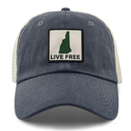 Live Free New Hampshire Printed Patch Relaxed Trucker Hat