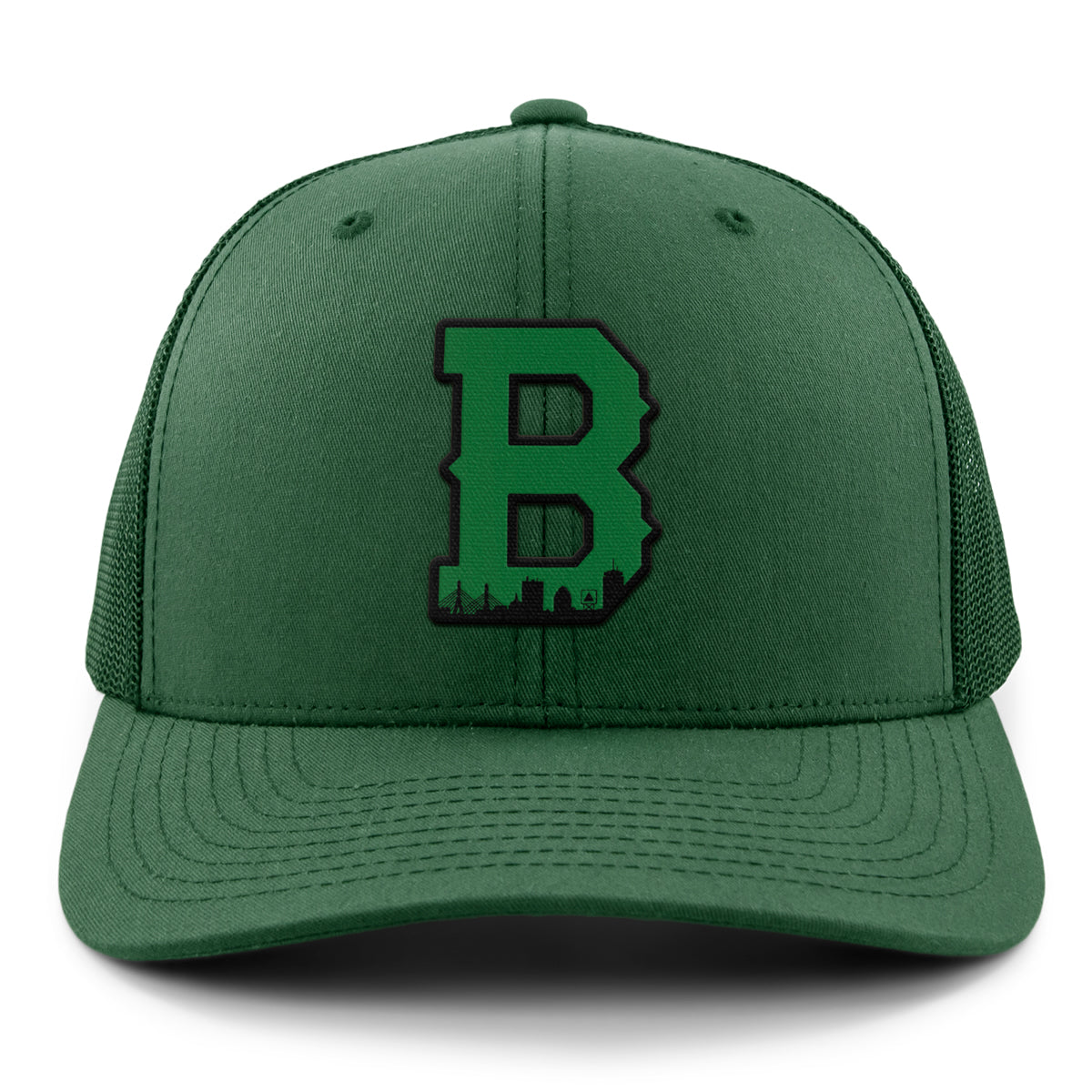 Boston B Green Skyline Classic Snapback Trucker Hat