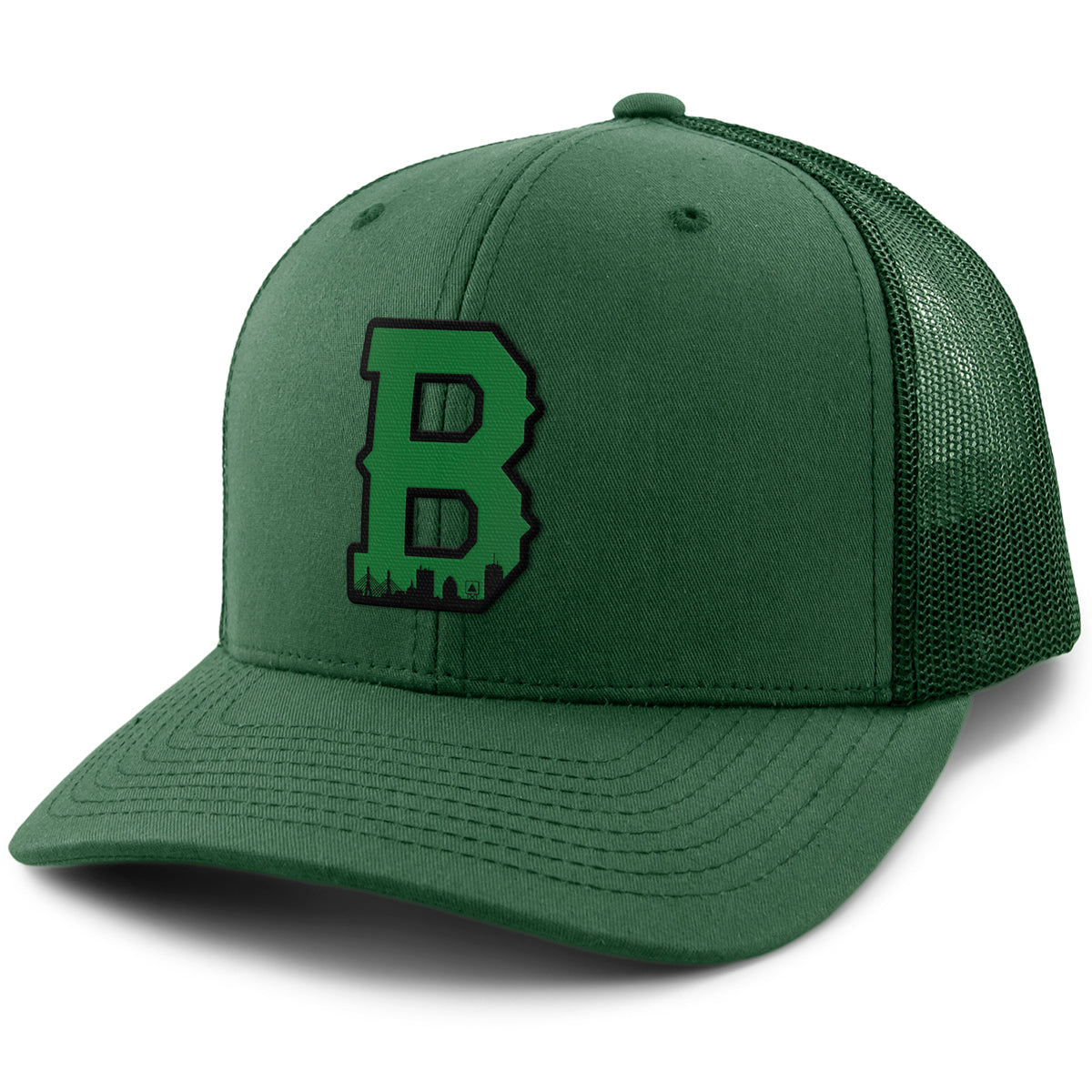 Boston B Green Skyline Classic Snapback Trucker Hat