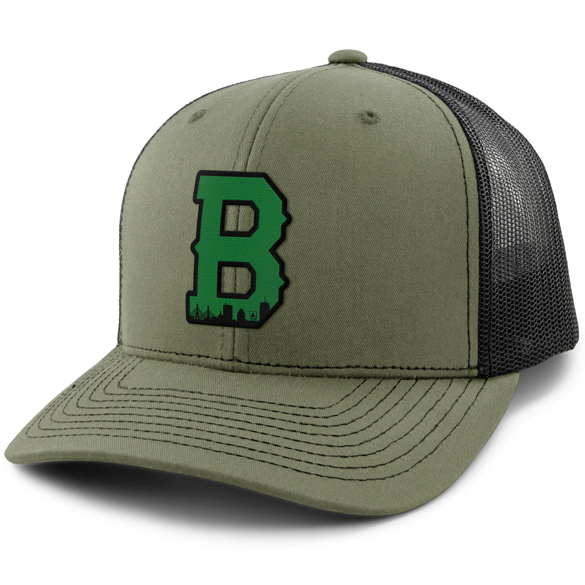 Boston B Green Skyline Classic Snapback Trucker Hat