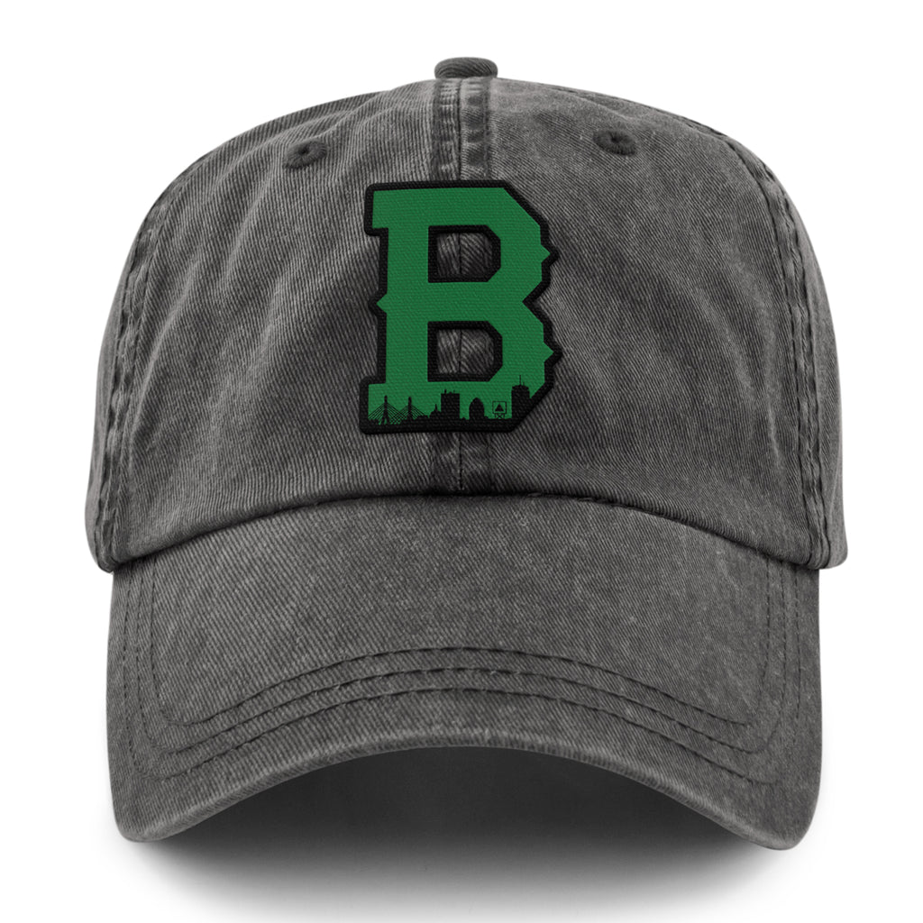 Boston B Green Skyline Washed Dad Hat - Chowdaheadz