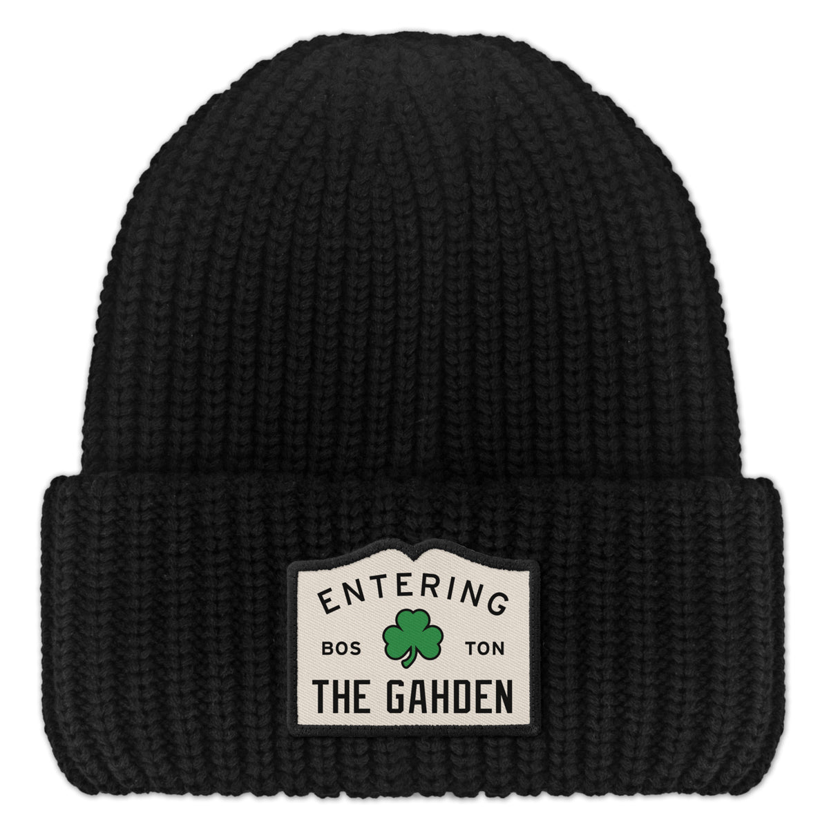 Entering The Gahden Shamrock Patch Chunky Knit Winter Hat