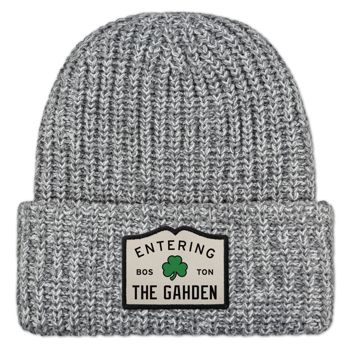 Entering The Gahden Shamrock Patch Chunky Knit Winter Hat - Chowdaheadz