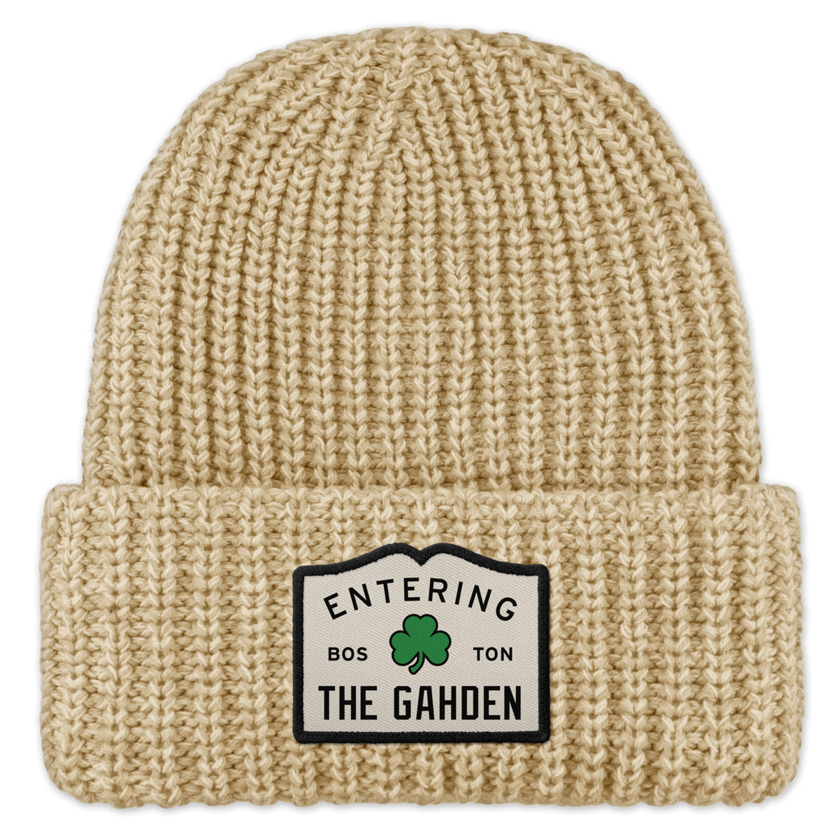 Entering The Gahden Shamrock Patch Chunky Knit Winter Hat - Chowdaheadz