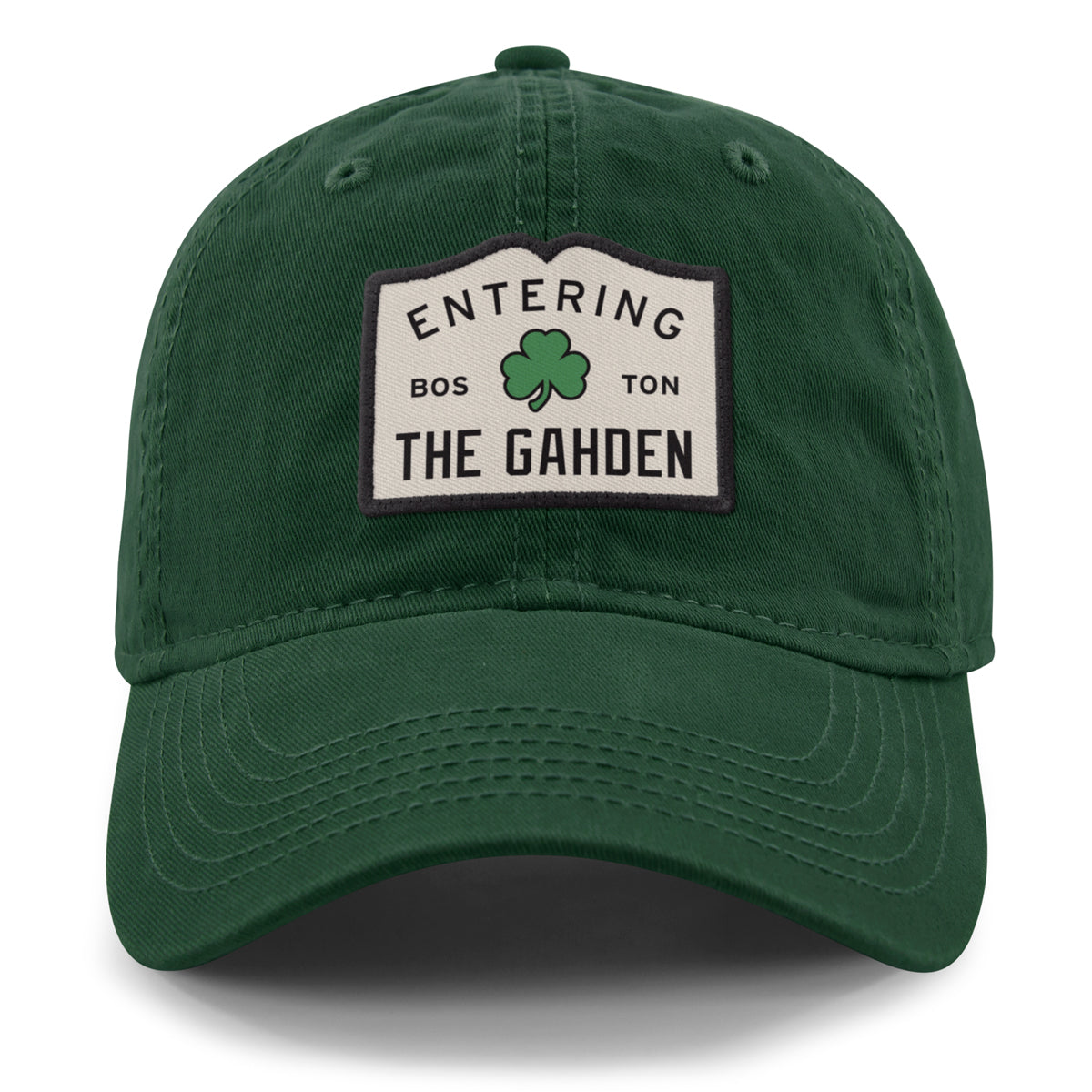 Entering The Gahden Shamrock Patch Dad Hat - Chowdaheadz