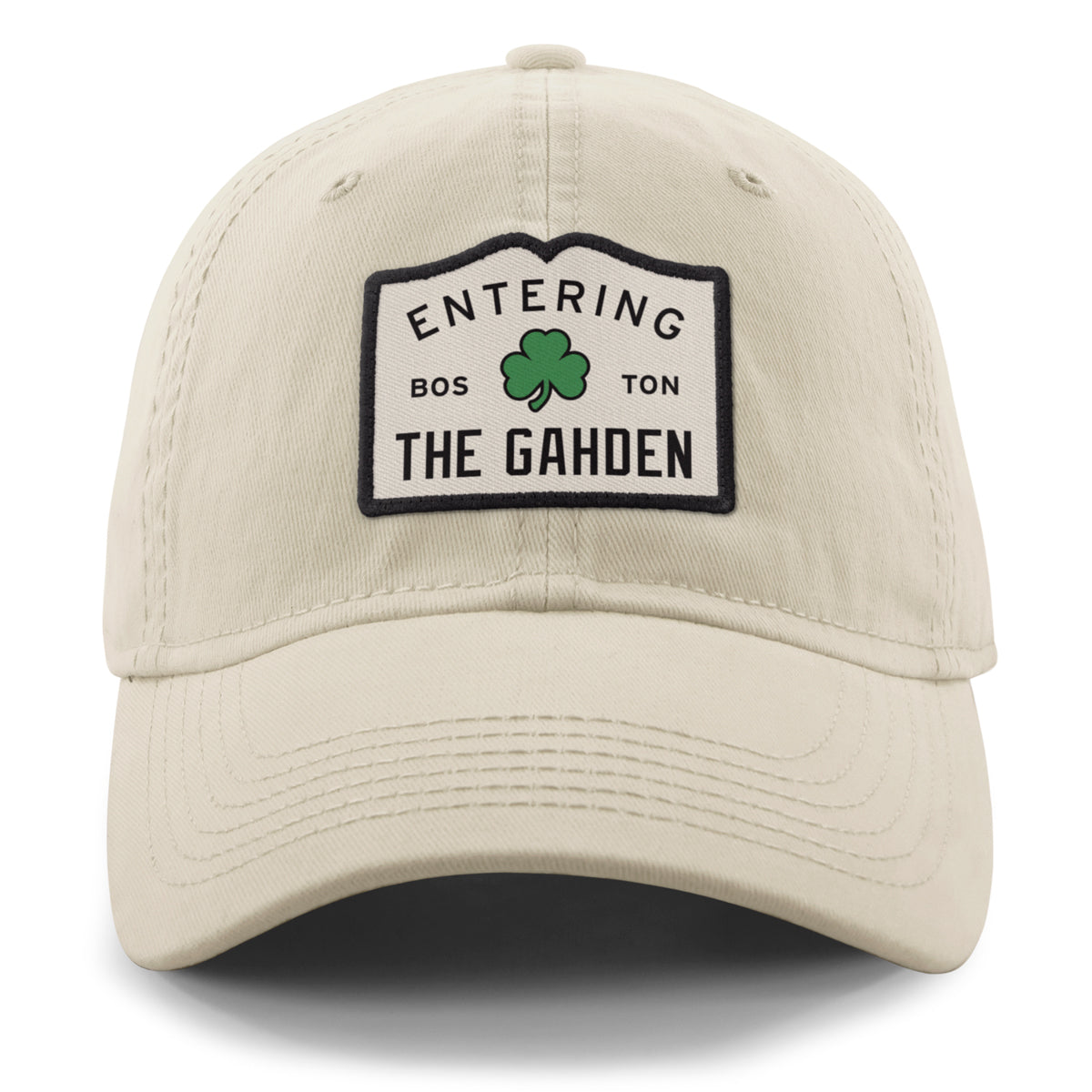 Entering The Gahden Shamrock Patch Dad Hat - Chowdaheadz