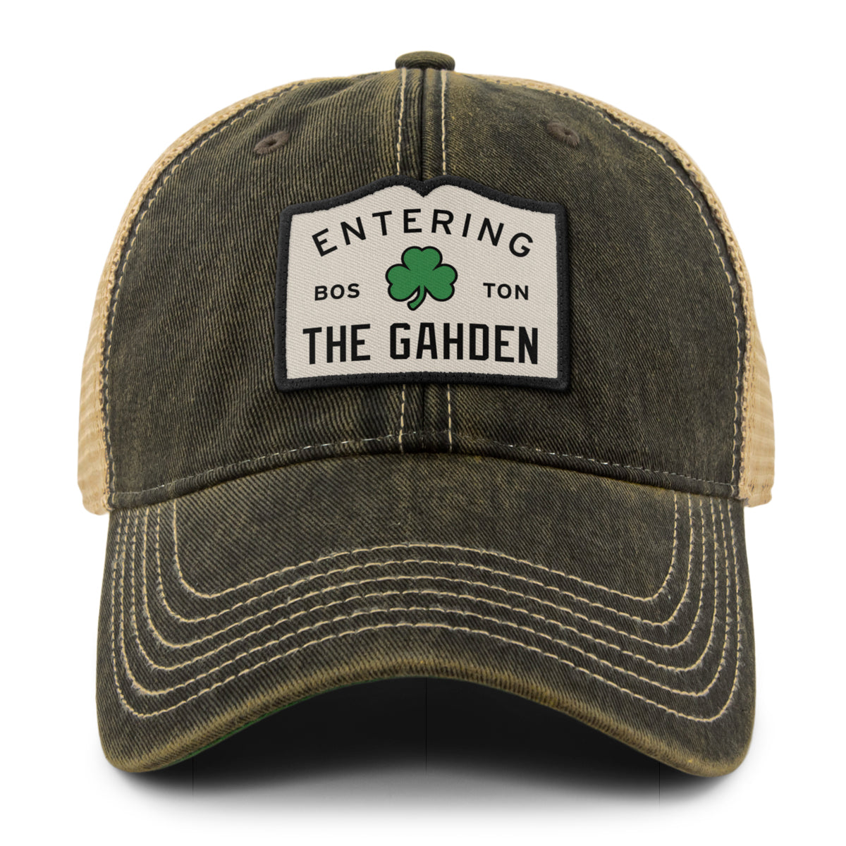 Entering The Gahden Shamrock Dirty Water Trucker Hat - Chowdaheadz