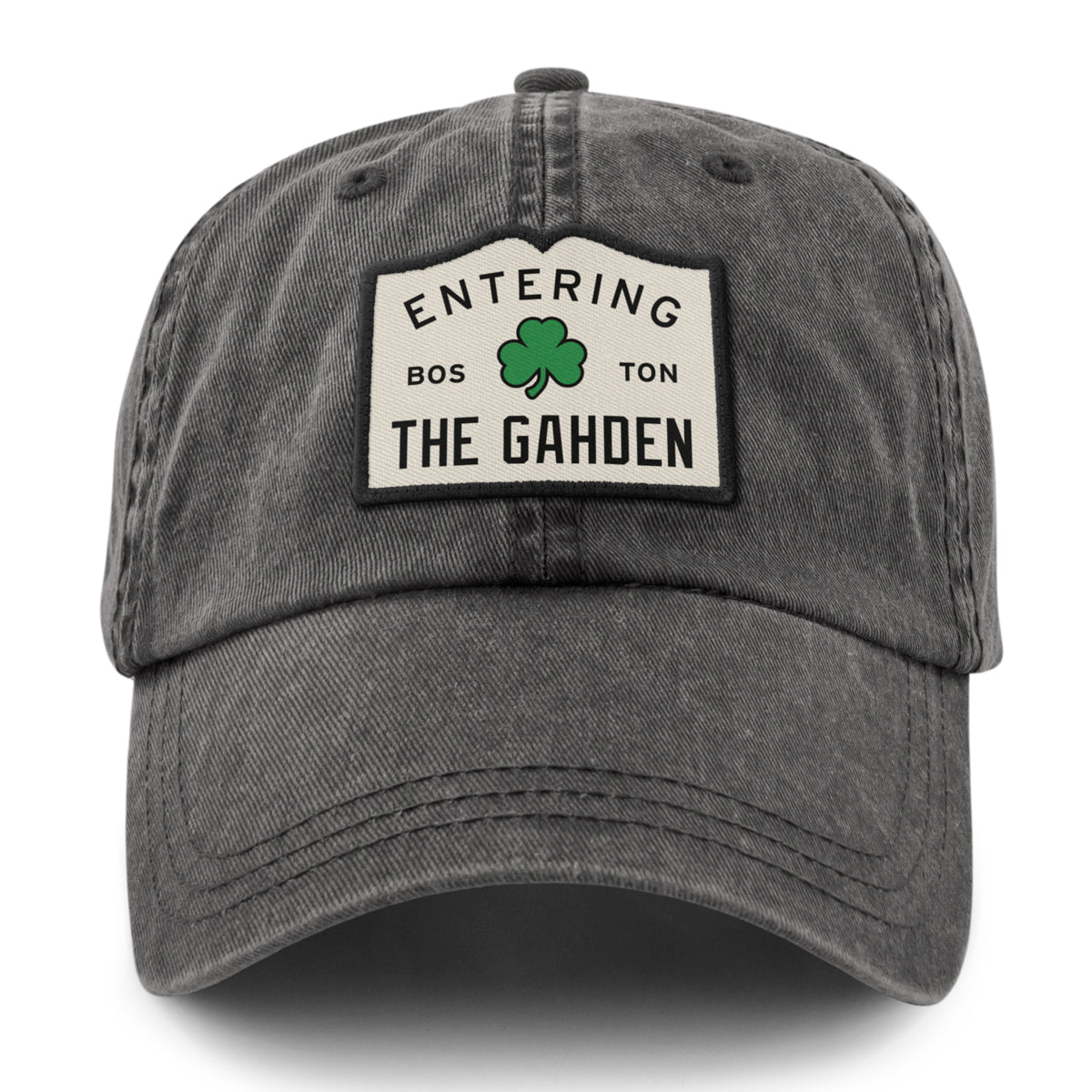 Entering The Gahden Shamrock Patch Washed Dad Hat - Chowdaheadz