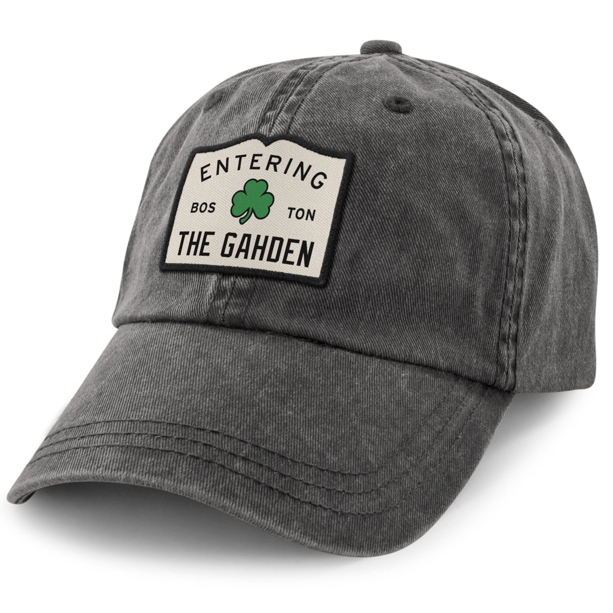 Entering The Gahden Shamrock Patch Washed Dad Hat - Chowdaheadz