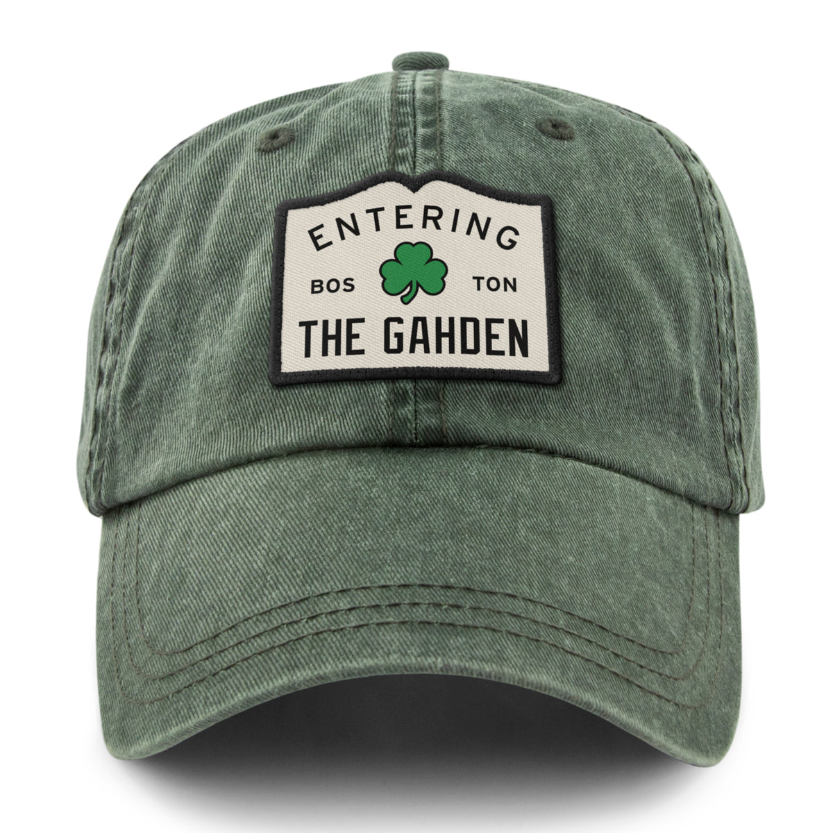 Entering The Gahden Shamrock Patch Washed Dad Hat - Chowdaheadz