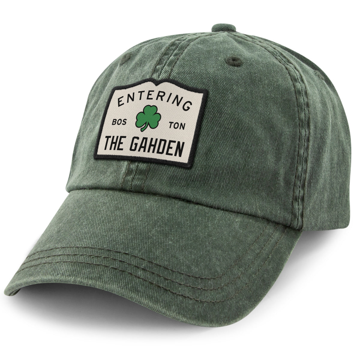 Entering The Gahden Shamrock Patch Washed Dad Hat - Chowdaheadz
