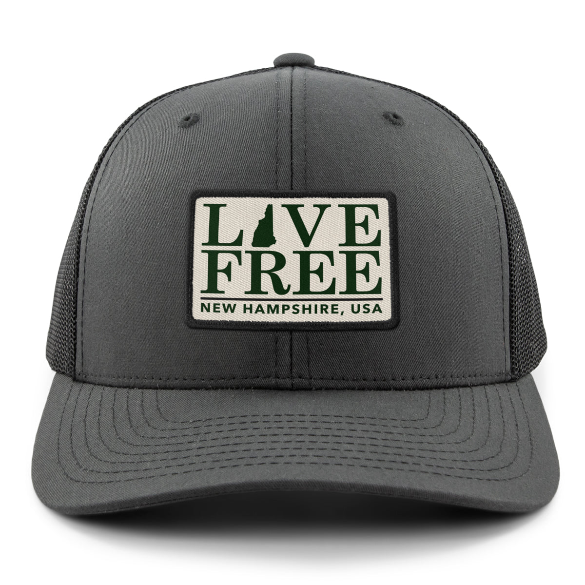 Live Free New Hampshire Bar Patch Classic Snapback Trucker Hat - Chowdaheadz