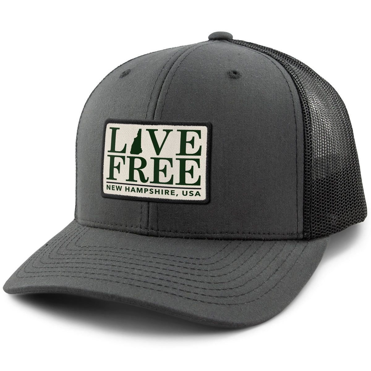 Live Free New Hampshire Bar Patch Classic Snapback Trucker Hat - Chowdaheadz