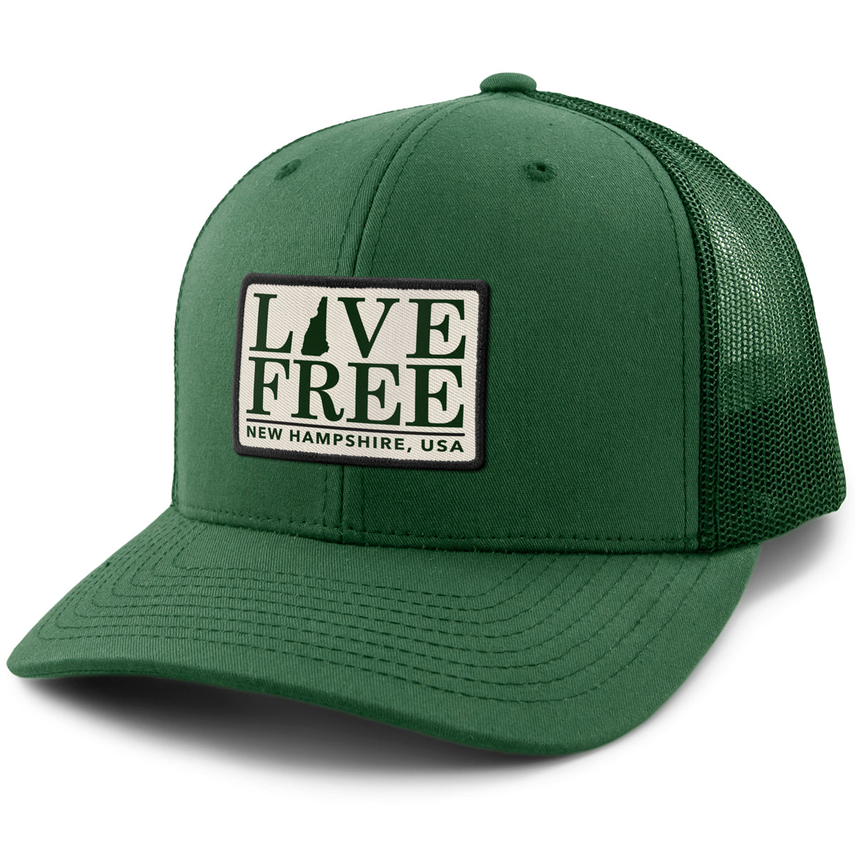 Live Free New Hampshire Bar Patch Classic Snapback Trucker Hat - Chowdaheadz