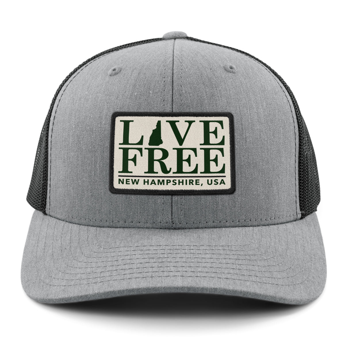 Live Free New Hampshire Bar Patch Classic Snapback Trucker Hat - Chowdaheadz