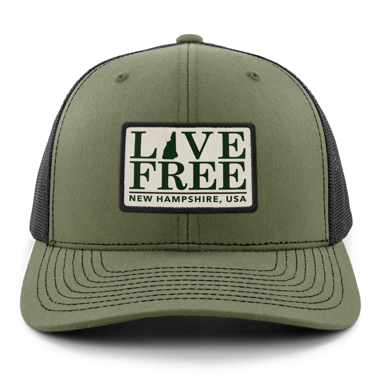 Live Free New Hampshire Bar Patch Classic Snapback Trucker Hat - Chowdaheadz