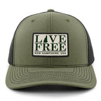 Live Free New Hampshire Bar Patch Classic Snapback Trucker Hat