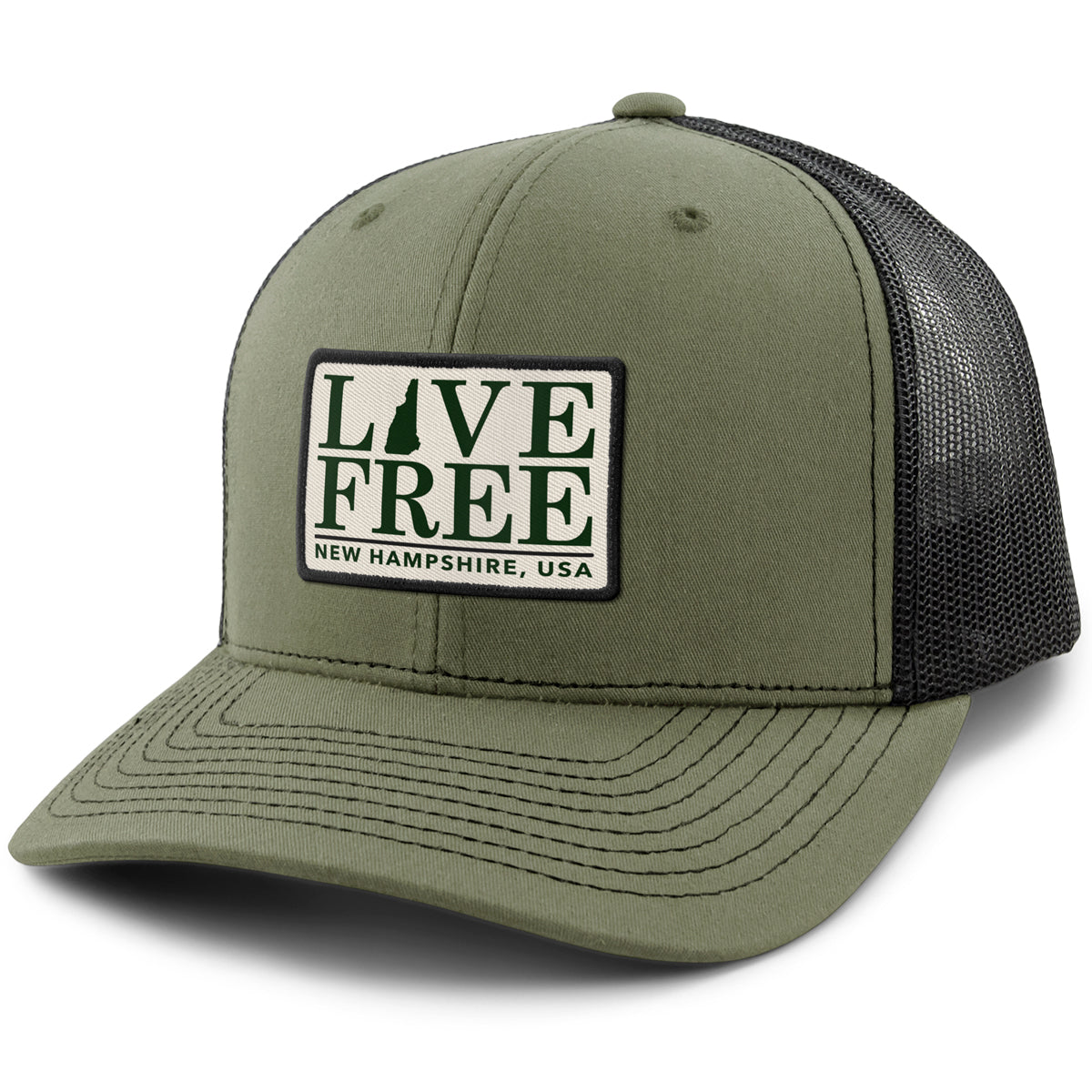 Live Free New Hampshire Bar Patch Classic Snapback Trucker Hat - Chowdaheadz
