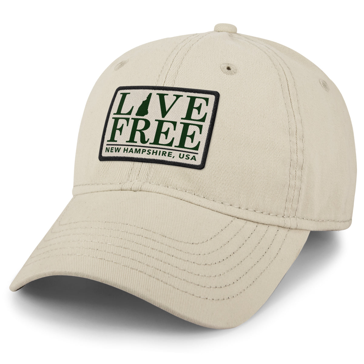 Live Free New Hampshire Bar Patch Dad Hat - Chowdaheadz