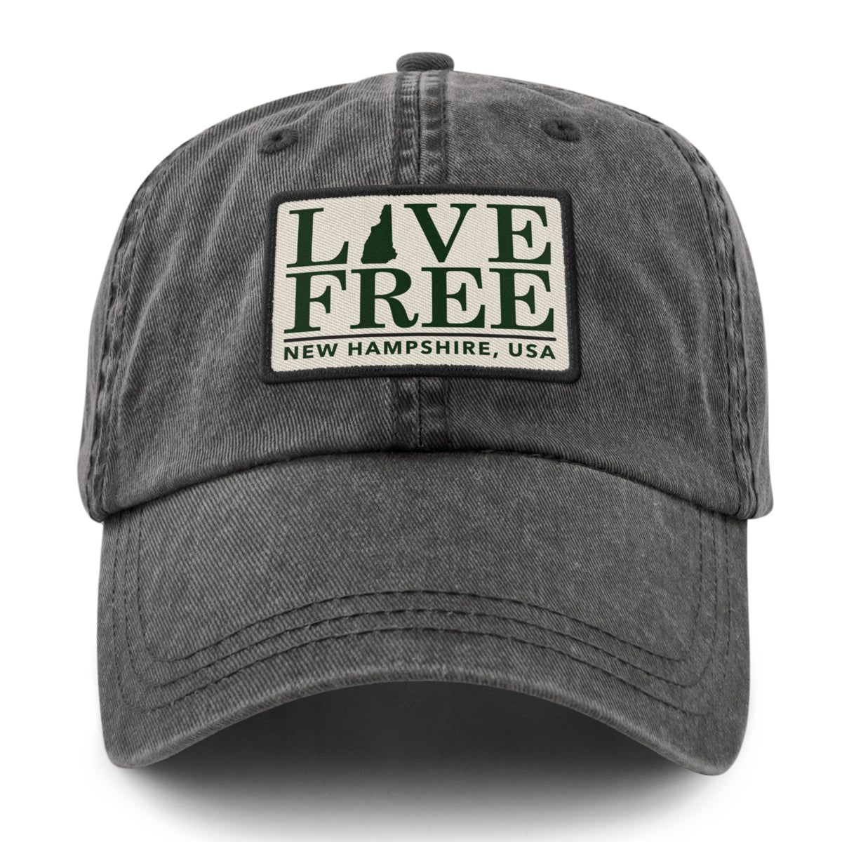 Live Free New Hampshire Bar Patch Washed Dad Hat - Chowdaheadz