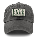 Live Free New Hampshire Bar Patch Washed Dad Hat
