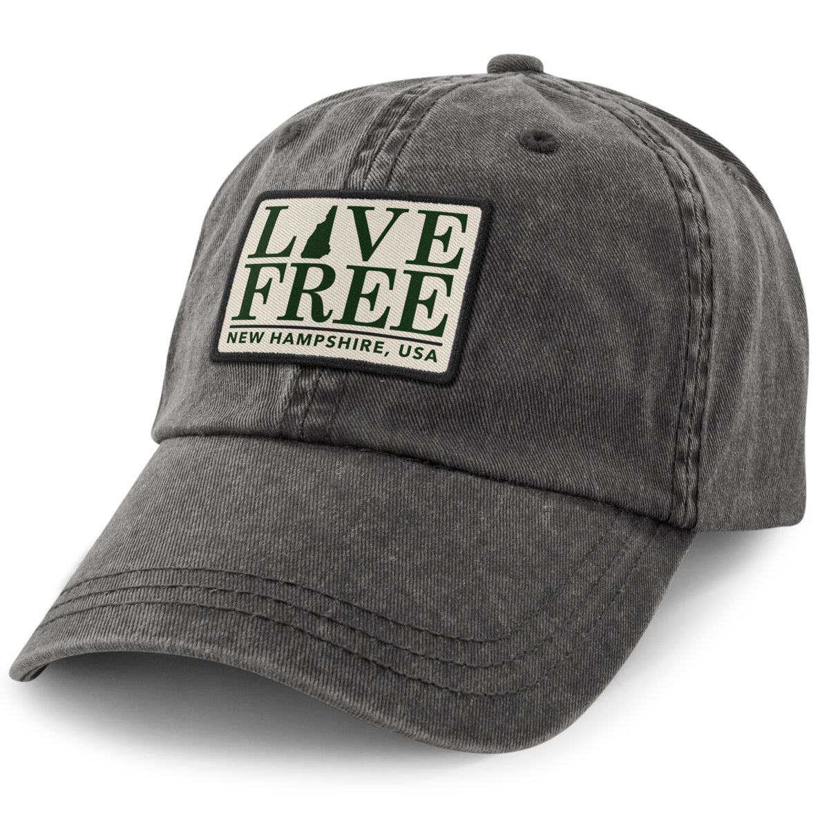 Live Free New Hampshire Bar Patch Washed Dad Hat - Chowdaheadz