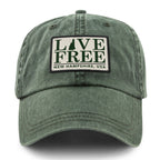 Live Free New Hampshire Bar Patch Washed Dad Hat