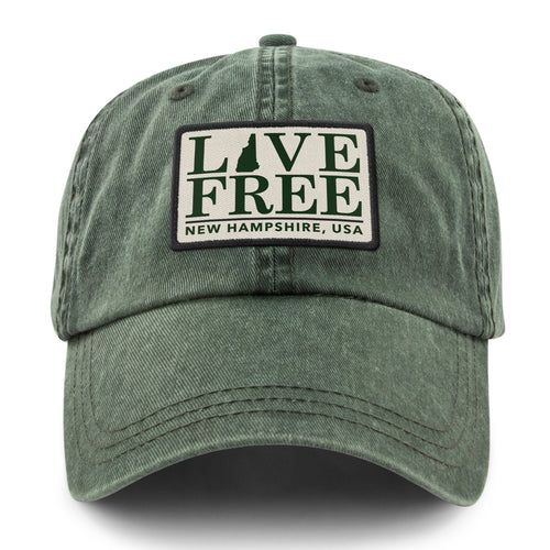 Live Free New Hampshire Bar Patch Washed Dad Hat - Chowdaheadz
