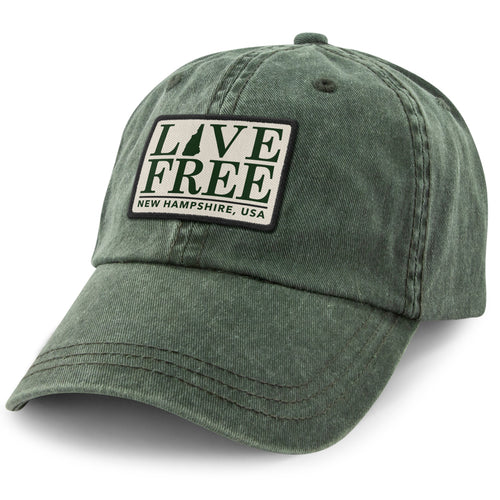 Live Free New Hampshire Bar Patch Washed Dad Hat - Chowdaheadz