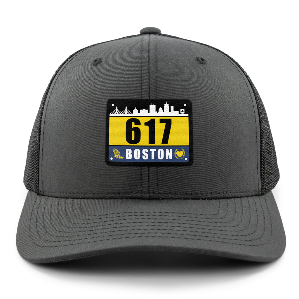617 Boston Race Bib Classic Snapback Trucker Hat - Chowdaheadz