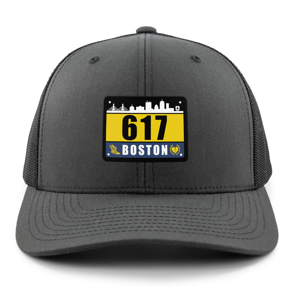 617 Boston Race Bib Classic Snapback Trucker Hat - Chowdaheadz