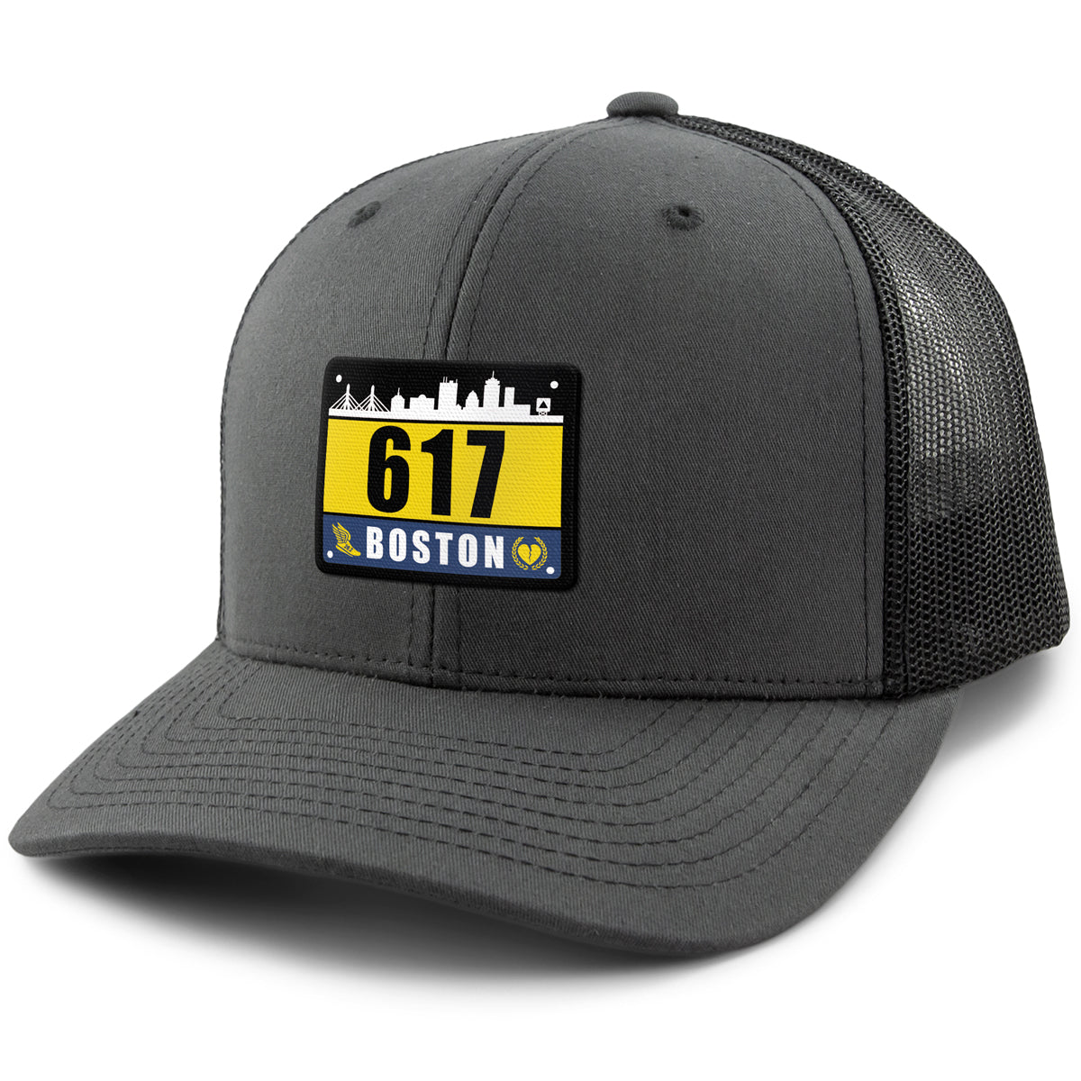 617 Boston Race Bib Classic Snapback Trucker Hat - Chowdaheadz