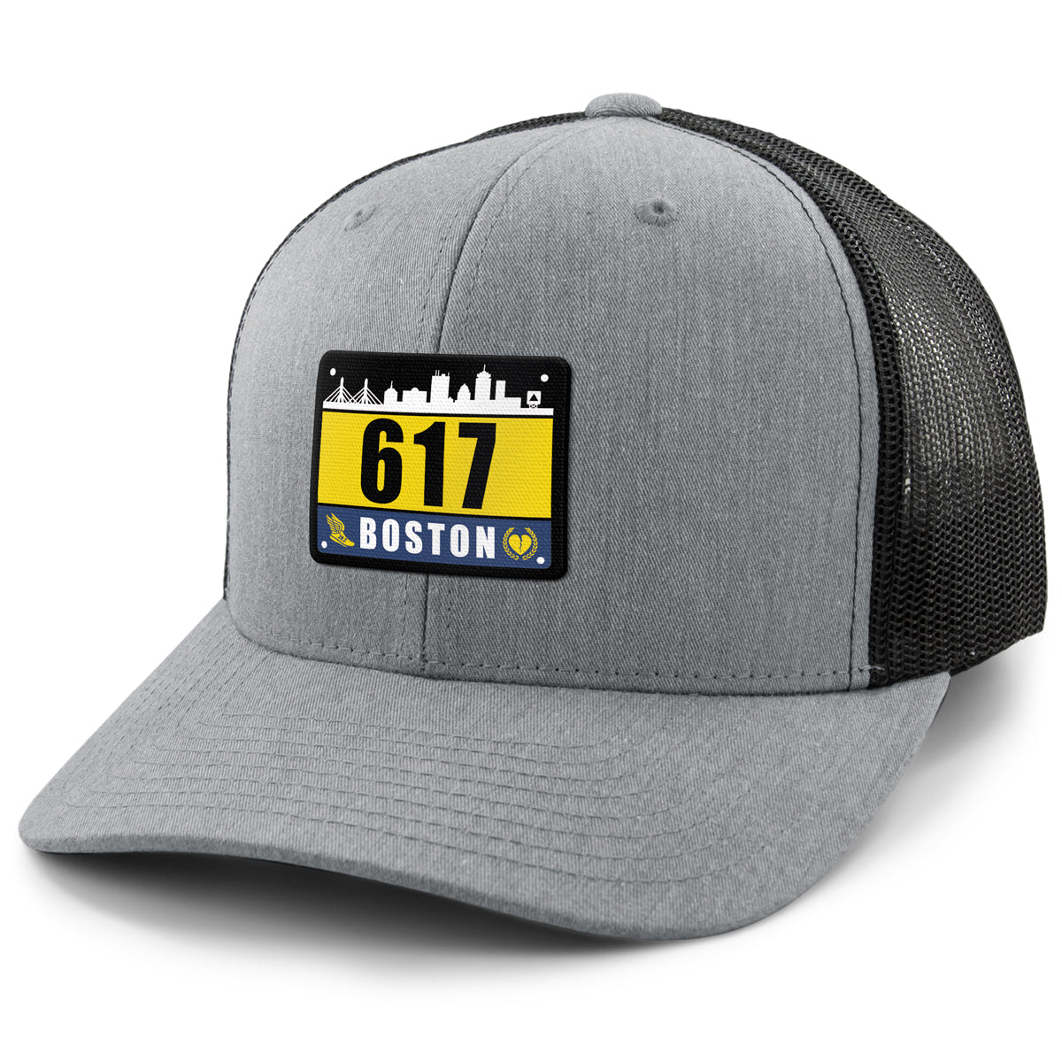 617 Boston Race Bib Classic Snapback Trucker Hat - Chowdaheadz