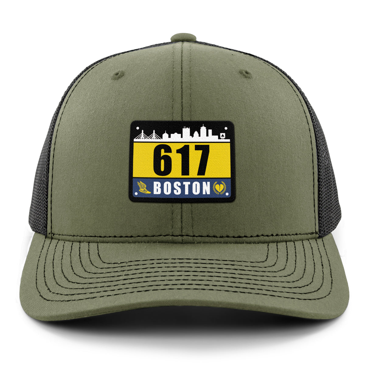 617 Boston Race Bib Classic Snapback Trucker Hat - Chowdaheadz