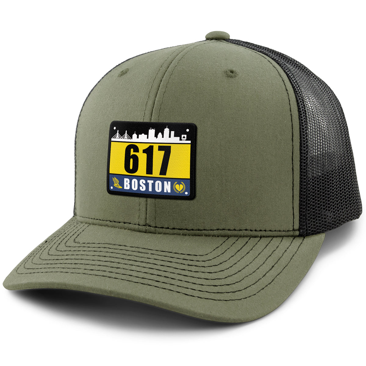 617 Boston Race Bib Classic Snapback Trucker Hat - Chowdaheadz
