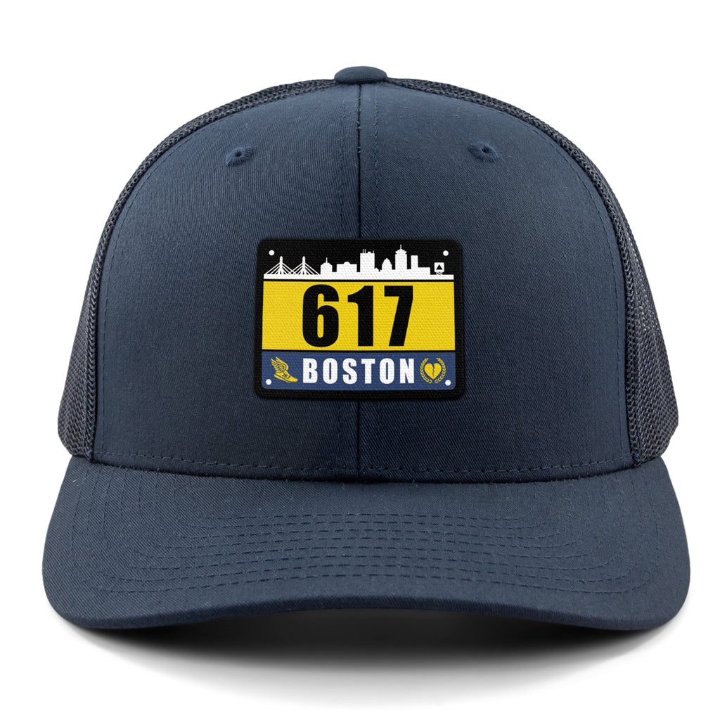 617 Boston Race Bib Classic Snapback Trucker Hat - Chowdaheadz