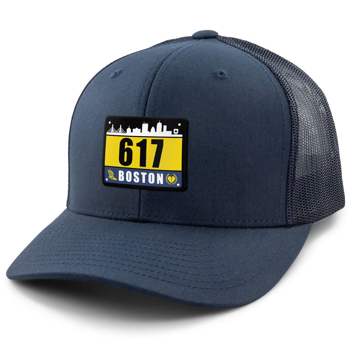 617 Boston Race Bib Classic Snapback Trucker Hat - Chowdaheadz