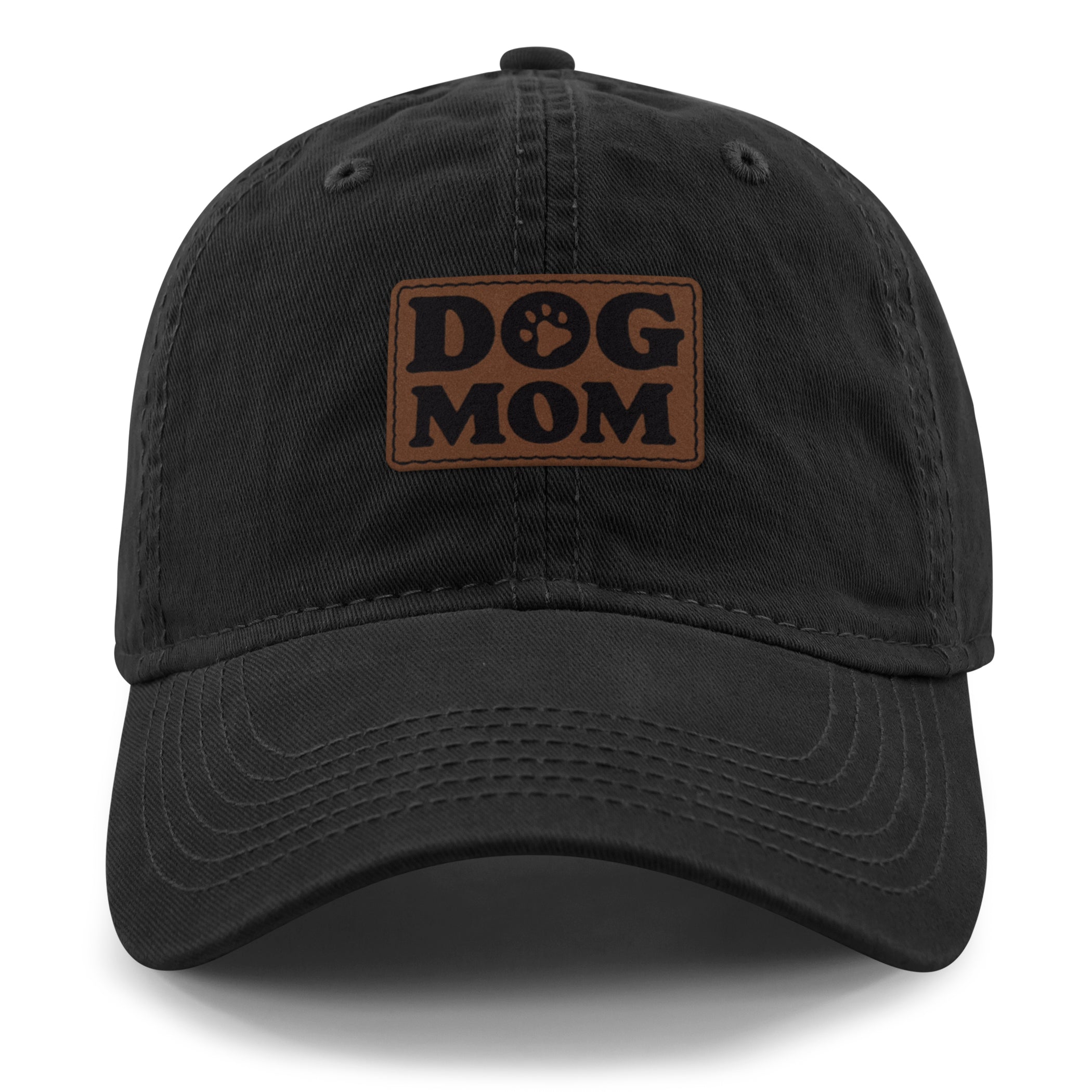 Dog Mom Leather Patch Dad Hat