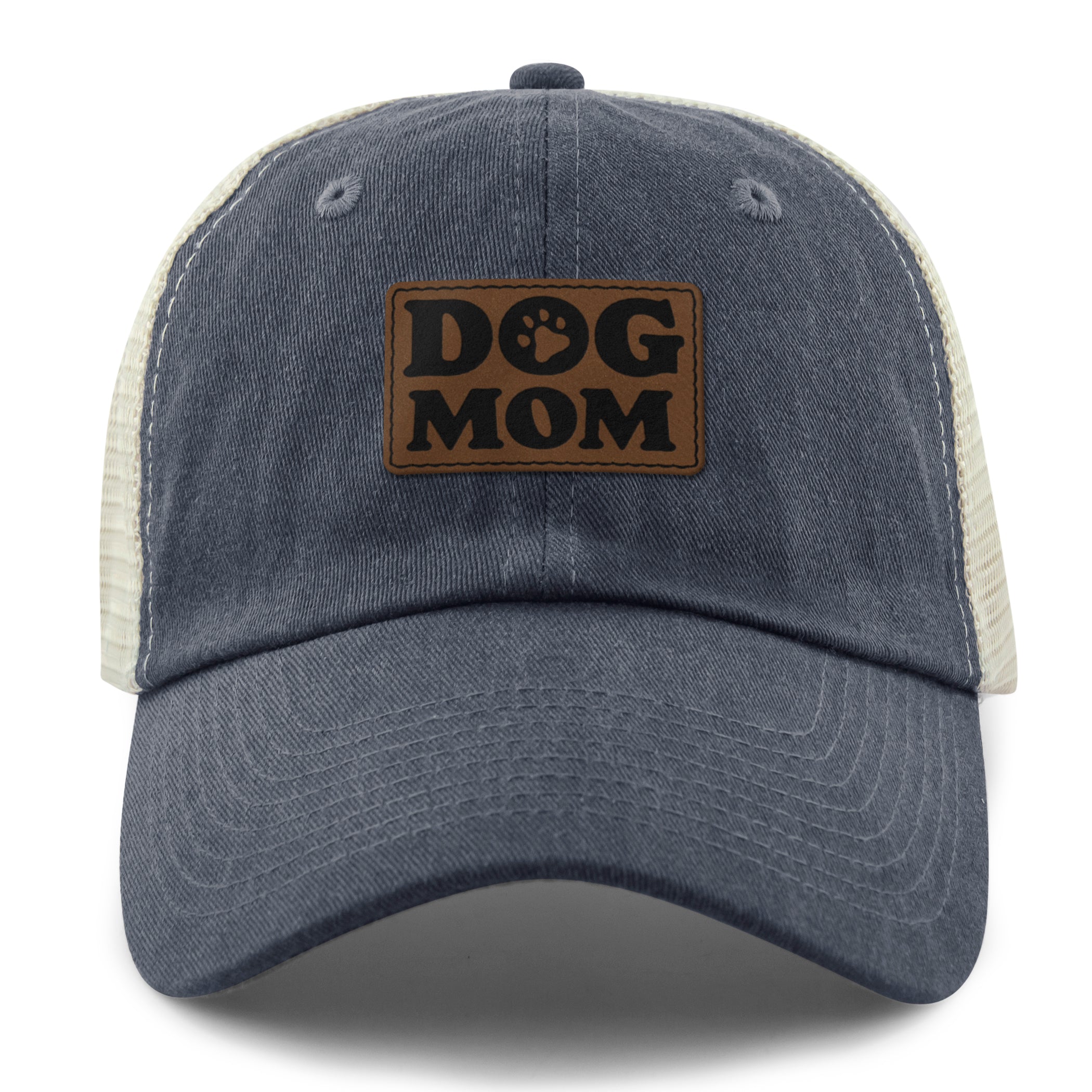 Dog Mom Leather Patch Relaxed Trucker Hat