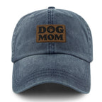Dog Mom Leather Patch Washed Dad Hat