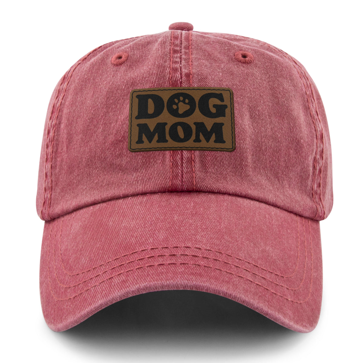 Dog Mom Leather Patch Washed Dad Hat - Chowdaheadz
