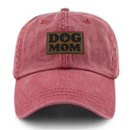 Dog Mom Leather Patch Washed Dad Hat