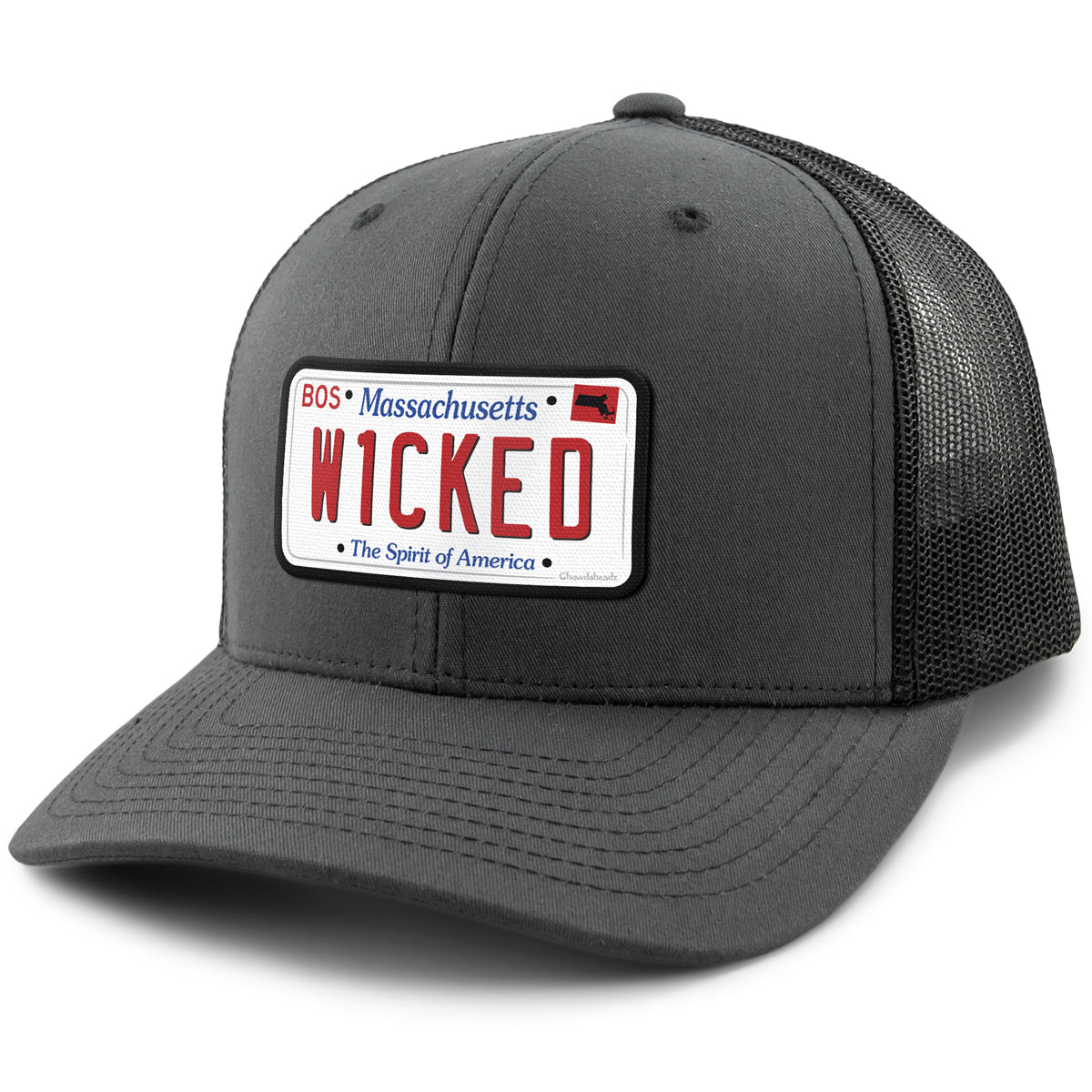 Wicked Mass License Plate Classic Snapback Trucker Hat - Chowdaheadz