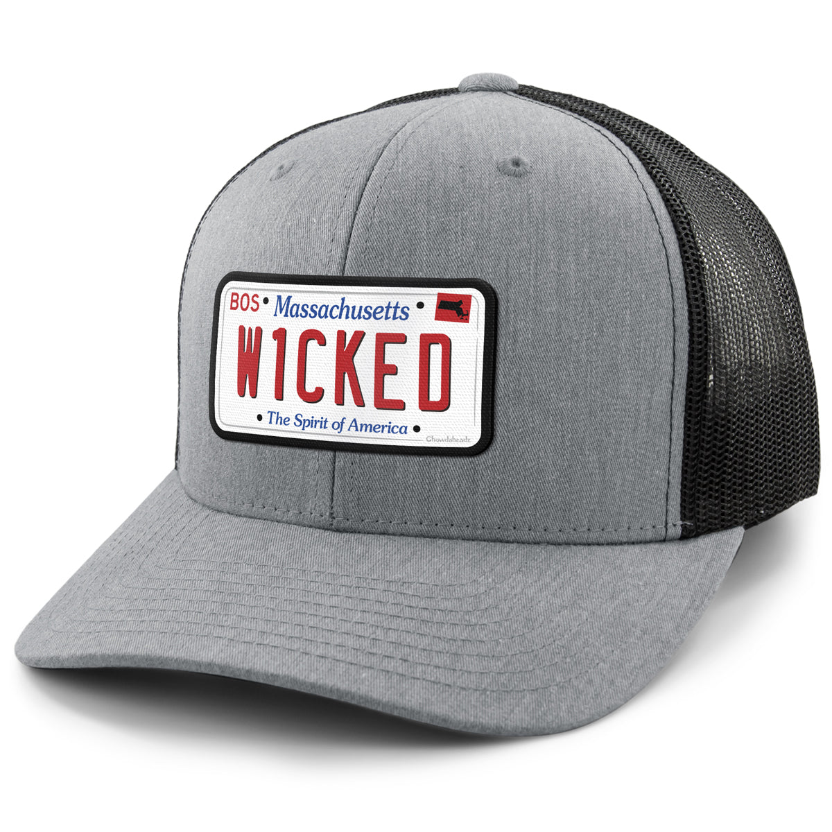 Wicked Mass License Plate Classic Snapback Trucker Hat - Chowdaheadz