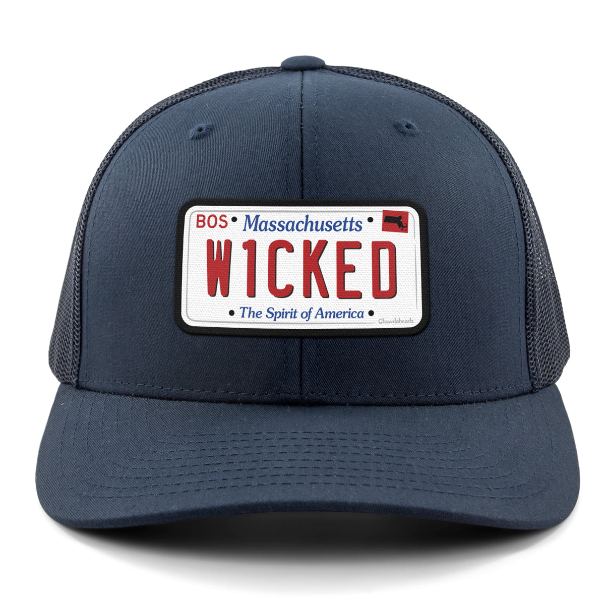 Wicked Mass License Plate Classic Snapback Trucker Hat - Chowdaheadz