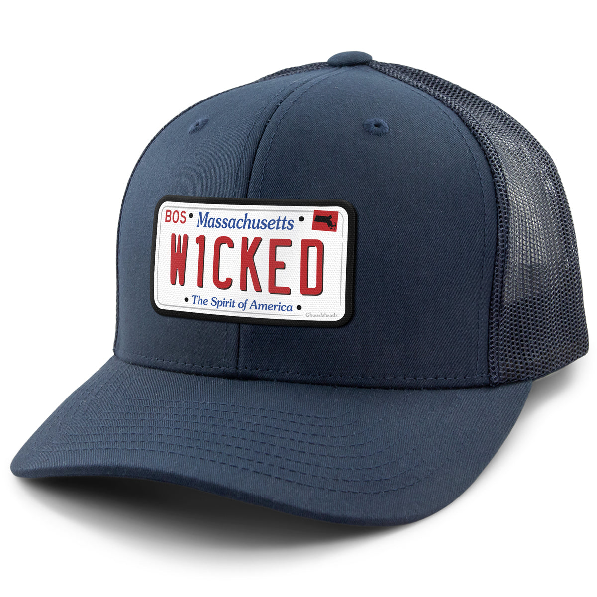 Wicked Mass License Plate Classic Snapback Trucker Hat - Chowdaheadz