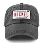 Wicked Mass License Plate Washed Dad Hat