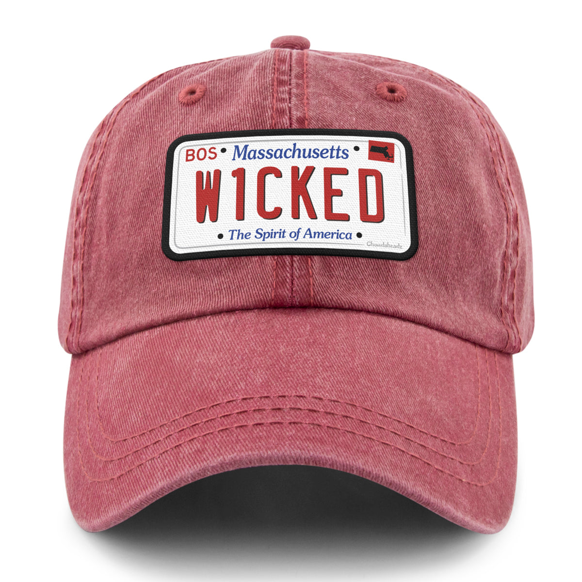 Wicked Mass License Plate Washed Dad Hat - Chowdaheadz